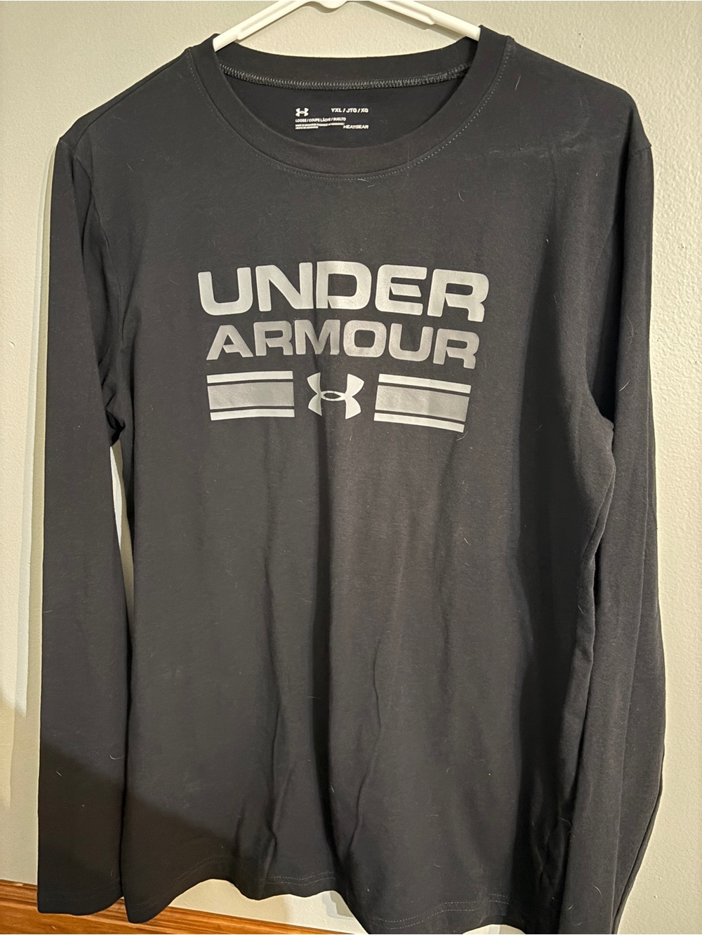 Under Armour Black Long Sleeve Logo Tee with Silver Print